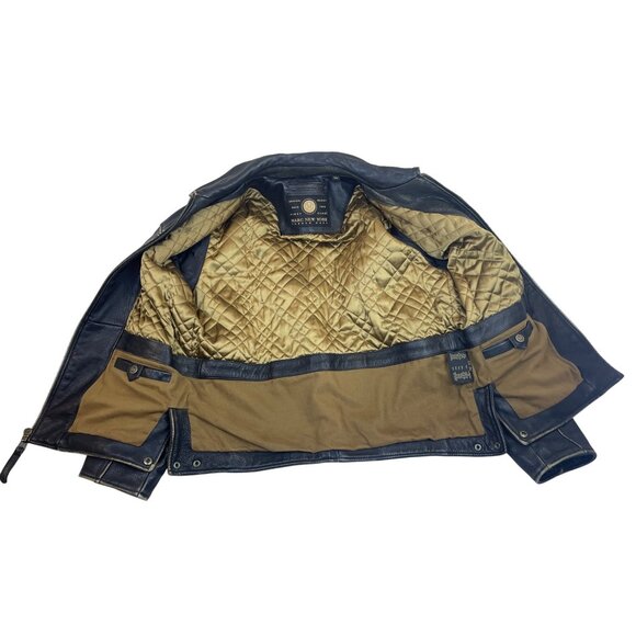 Vintage Marc New York Mens Black Leather Jacket Medium Zip-Up Classic Biker Styl - Picture 3 of 12